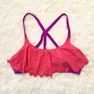 Victoria's Secret PINK Purple Strappy Back Flounce Bikini Top